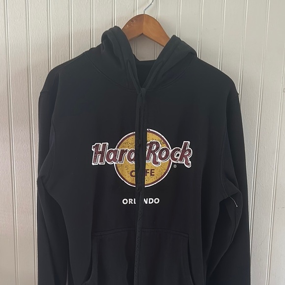 Hard Rock Cafe Black Open Front Hoodie sz M - Picture 4 of 7